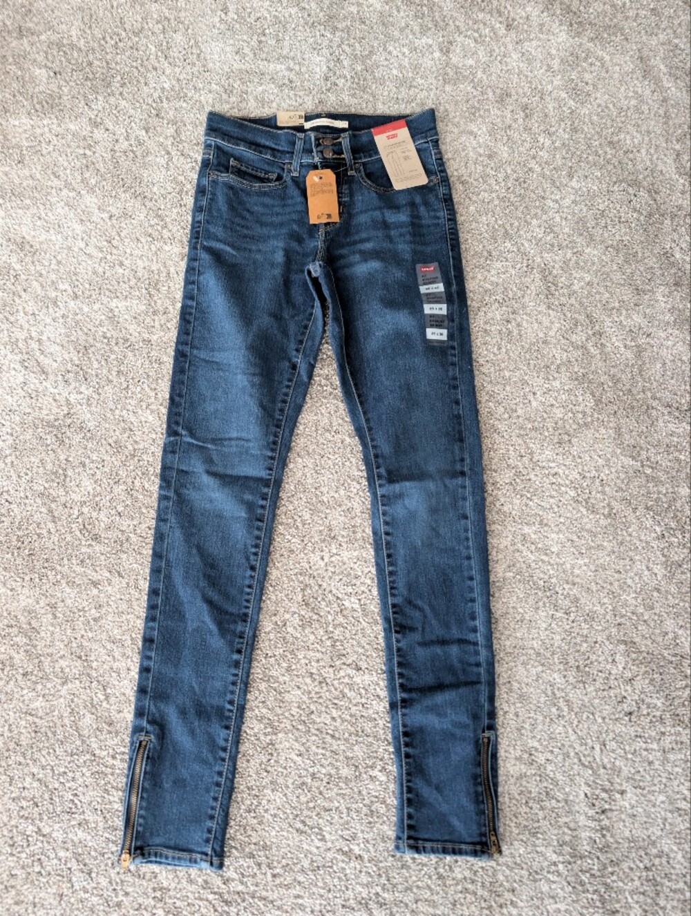 NWT Levi’s 311 Shaping Skinny Jeans Blue Dark Wash Ankle Zip 25 x 30